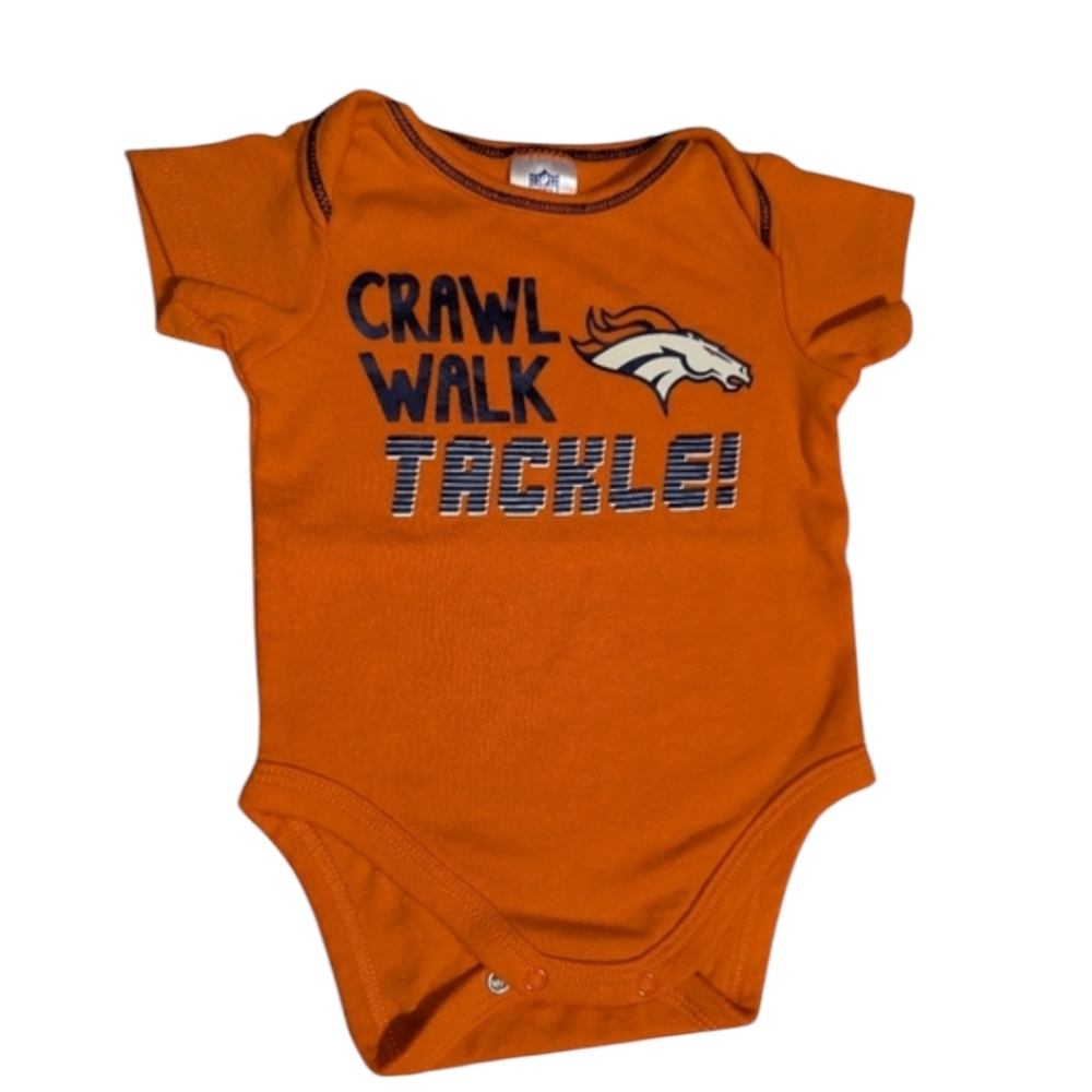 NFL Team Denver Broncos Orange Baby Infant Onesie Cotton Bodysuit Sz 0-3mo *NWOT
